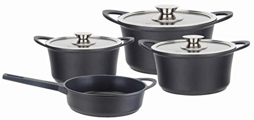 Hochwertiger Alu Guss Kochtopf Set 7 teilig Induktion Topf Pfanne Töpfe Topfset