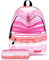 FANDARE Sac À Dos Sacs Galaxy Scolaires Cartables Adolescent Sacs D'école Loisir Garçons Filles Sacs de Voyage Cartables Femmes Multicolore Daypack avec Trousse Enfant Imperméable Polyester Rose