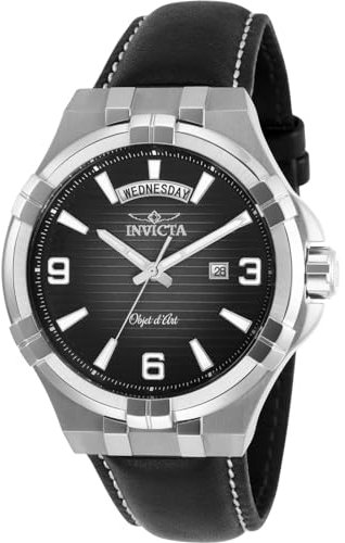Invicta Objet D Art 30183 Herren uhr - Wasserdicht - Analog - Quarzuhrwerk - Edelstahl mit schwarzen zifferblat - 44mm