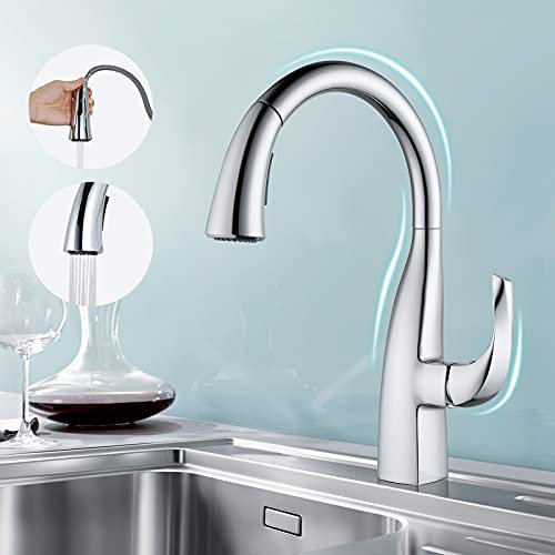 ARCORA Hochdruck Küchenarmatur ausziehbar, 380 MM Hoch Wasserhahn Küche mit 2 Strahlmodi 360 ° drehbare Armatur Küche, Spritzwassergeschützt, verchromt