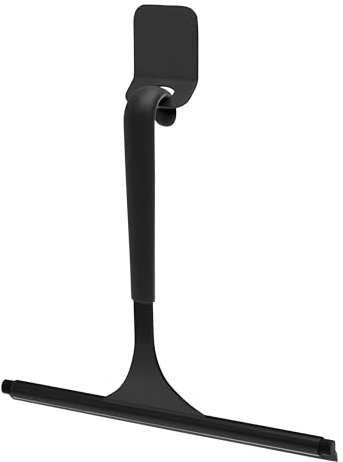 bremermann Duschabzieher RONDINE aus Edelstahl inkl. Wandhalter kein Bohren 3M Klebebefestigung Fensterabzieher Duschwischer matt schwarz