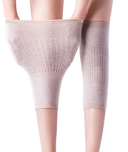 2 Paar Winter Damen Elastische Kniebandage Elastische Rutschfeste Gestrickte Kniestütze Knieschoner Knieorthese Beinlinge Beinwärmer Kniewärmer Kaschmir Kniewärmer für Freizeit Laufen Tanzen und Yoga
