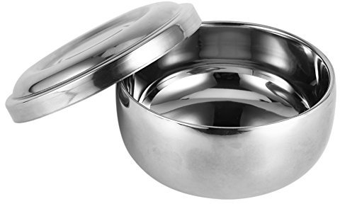 Yosoo Health Gear Stainless Steel Shaving Bowl with Lid, Shave Cream Soap Cup Mug 4 Inch Diameter Large Deep Size Mens Shaving Lather Bowl for Beard Hair Lathering Shave Soaps and Cream