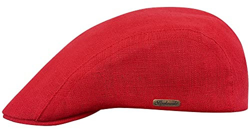 Sterkowski Gecko Schiebermütze Sommer | 100% Leinen Mütze Herren Und Damen | Vintage Kappe Retro Urbane Trendmütze Golf Cap Stoffmütze Klassische Elegante Sommermütze 54 Rot