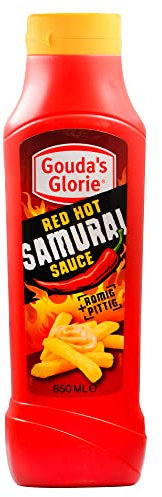 Goudas Glorie Red Hot Samurai Sauce - 1x 850ml - cremige und leicht scharfe Soße, bekannt als belgische Sauce von, für Nachos Burger Enchiladas Tacos Burritos, warm und kalt genießbar