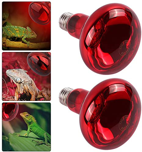 NAVESO Lampada Riscaldante Notturna a Infrarossi 100W, 2 Pezzo Lampadina Riscaldante e27, Lampada Pulcini, Lampada Riscaldante per Rettili, Lampada di Calore a Infrarossi per Anfibi, Tartarughe