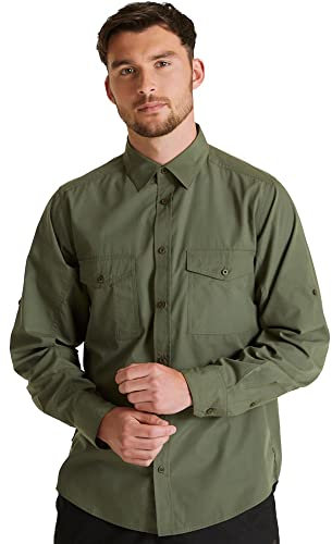 Craghoppers Mens Expert Kiwi Long Sleeved Shirt, Dark Cedar Green, Size M