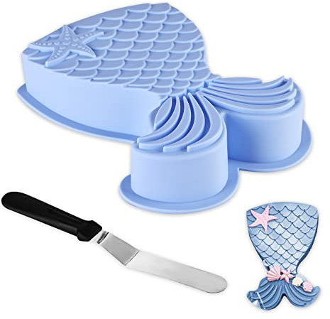 Silikon Kuchenform - Backform Meerjungfrau Groß, Neuheit Silikonform für Backen, Mousse, Brot - Zufällige Farbe