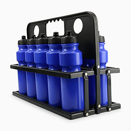 Splay Portabotellas con 10 botellas de agua (azul), sin BPA, hecho de material de alta calidad, botellas disponibles en atractivos colores