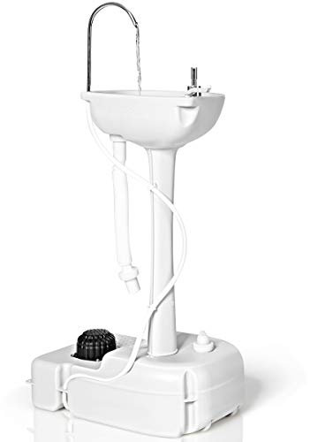 GIANTEX Lavabo Portátil, Fregadero para Exterior, Estación de Lavado para Camping, Depósito de 17 L, con Ruedas, Toallero y Dispensador de Jabón, 51 x 33 x 102 cm