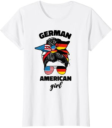Halb deutsches und amerikanisches Deutschland USA Flagge Deutschland Mädchen T-Shirt