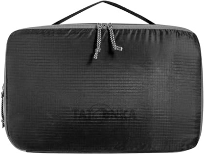 Tatonka Packtasche SQZY Compression Pouch M (4L / 6L) - Ultraleichter und platzsparender Packwürfel mit Reißverschluss - durchsichtig, komprimierbar und PFC-frei - 29 x 18 x 8 cm (schwarz)