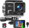 Surfola 4K 30FPS Cámara Deportiva SF430, 24MP Videocámara de Casco WiFi con Pantalla Táctil y EIS, Subacuática 40M con Micrófono Dual, Control Remoto, 2 Baterías 1350mAh y Cargador