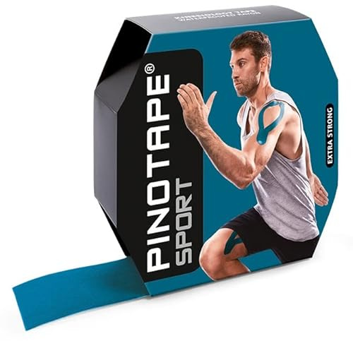 Pinotape Sport Kinesiologie Tape | Profigröße = 31 Meter x 5 cm | Wasserfestes Kinesiotape | Extra Stark | Hochwertiges, Elastisches Therapieband für Sport und Therapie | Petrol