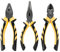 Set of 3 Pieces 6-inch Combination Pliers with Soft Grip Handles - yellow/black