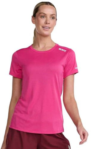 2XU Camiseta Aero, Fucsia/Blanco Reflectante, M para Mujer