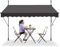 LZQ Klemmmarkise Balkon, Markise Einziehbar Manuell, Handkurbel, höhenverstellbar, UV-beständig, ohne Bohren, 100% Polyester, Dunkelgrau, 200 x 120 cm