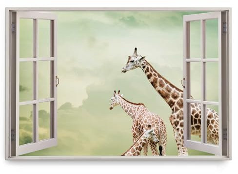 Paul Sinus Wandbild 120x80cm Fensterbild Giraffen Afrika Wildnis Tierfotografie Himmel