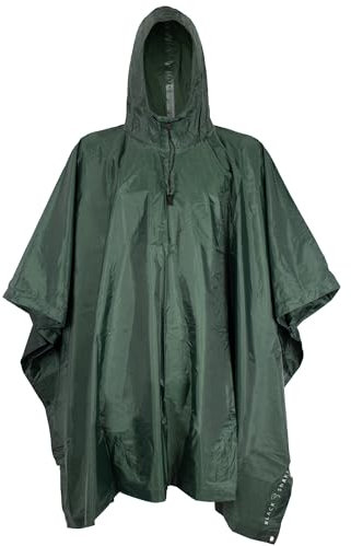 Black Snake Outdoor Regenponcho für Damen & Herren - Ripstop Regencape mit Kapuze - Wasserdicht - auch als Tarp Plane nutzbar - inkl. Tasche - Oliv - OneSize