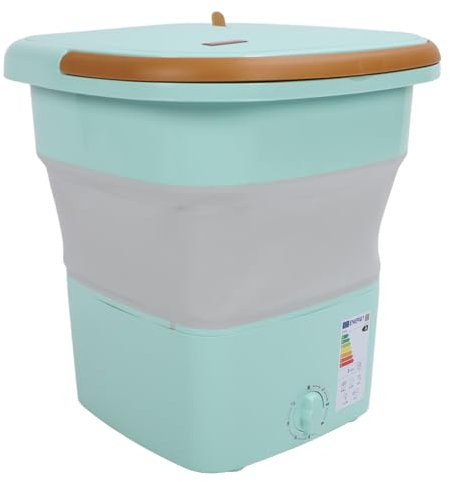 Mini Machine à Laver à Seau Légère 135 W Installation Facile 12 L Machine à Laver Pliable Automatique Pliable pour Appartement, Sous-vêtements, Hôtel (GREEN)