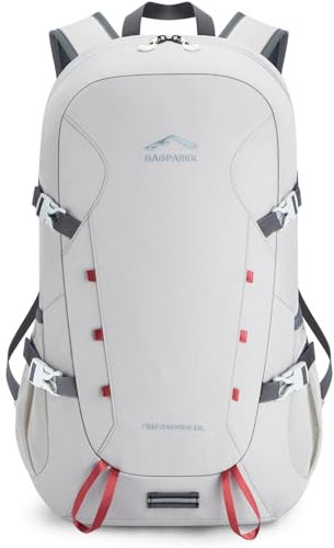 BAGPARKK 35L Lightweight Packable Travel Hiking Backpack Daypack,Water Resistant Camping Daypack (Light Gray)