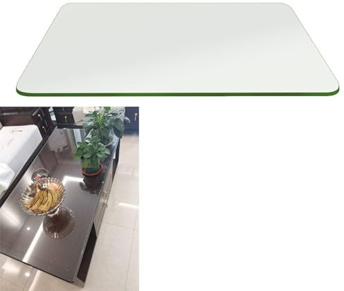 Glasplatte Rechteckig/Eckig Glastisch Tischplatte Aus Gehärtetem Glas Tisch Glasscheibe 8mm Dick, Tischplatte Aus Sicherheitsglas Glas, Mit 6 Anti-Rutsch-Pads, Für Couchtisch, Esstisch(100x80cm)