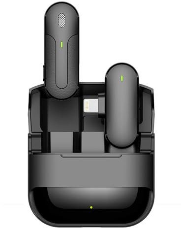 ANJAMI Mini Microphone Wireless for iPhone, Lavalier Microphone with Charging Case, Adapter Noise Cancellation Wireless Microphones for iPhone iPad tiktok YouTube Record Interview