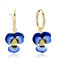 Stiefmütterchen Creolen Ohrringe handbemalt inspiriert von Vintage Emaille Blumen Schmuck Gold plattiert oder Edelstahl Creolen blaue Blumen Geschenkidee Blumenohrringe (Gold)