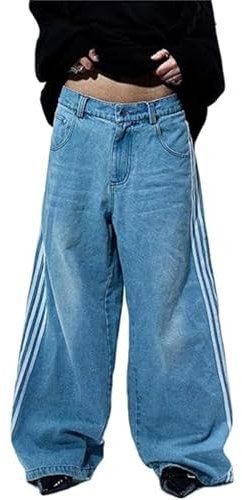 FYHTC Baggy Jeans für Herren, Lockere Passform Elastischer Bund Cargo Vintage Übergroße Trainingshose aus Denim(Blue,XX-Large)