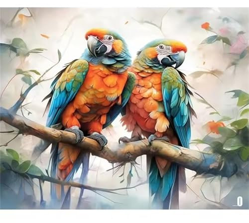 Zuooyi Peinture par Numéro Adulte Perroquet, Arbre DIY Peinture Acrylique pour Enfant Débutants, Kit de Peinture à l'huile sur Toile Bricolage pour Décoration Maison 50x65cm (Cadre DIY)