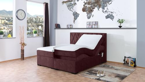 Boxspringbett Loki 240x220, DS-Brombeere, 7-Zohnen Taschenfederkernmatratze, Ergoflex - Inklusive Aufbau - Deutscher Hersteller