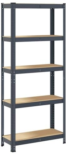 vidaXL Lagerregal mit 5 Böden Anthrazit Stahl & Holzwerkstoff, Garagenregal, Garagenregal, Schwerlastregal, Industrieregal, Lagerregal, Werkstattregal