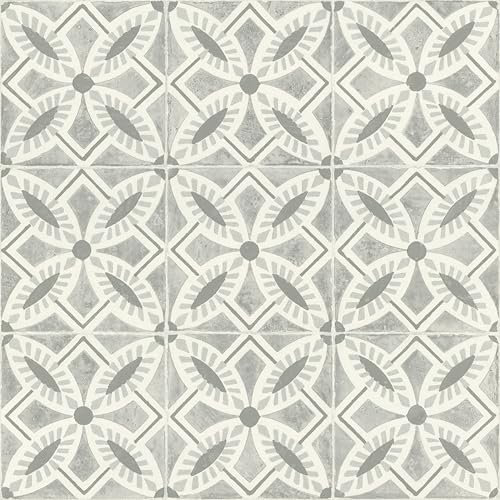 Rasch Tapete 410259 - Gemusterte Vliestapete mit Fliesen-Optik in Grau und Hellgrau aus der Kollektion Beachhouse