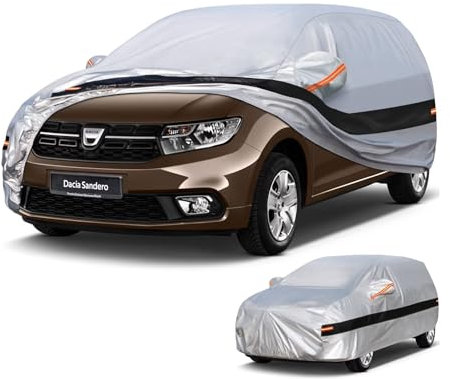 Holthly Autoabdeckung Passend für Dacia Sandero(2008-2025) 10 Schichten Vollgarage Auto Abdeckplane 100% Wasserdicht Autoplane Outdoor Autogarage Staubschutz,Wind,Regen und UV Schutz.