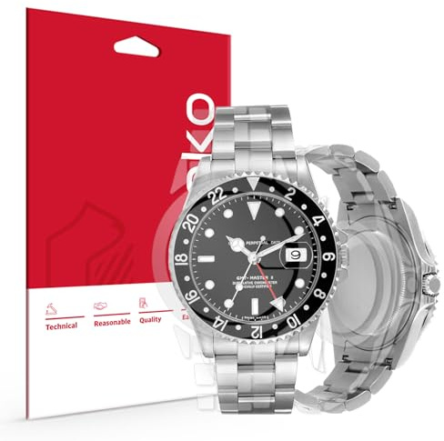 skoko [1 Set Ganzkörper-Schutzfolie, kompatibel mit Rolex GMT Master II, 40 mm, Ref. 16710, glänzende, klare Haut, vollständige Abdeckung, Anti-Scrartch, extra Teile für schwierige Bereiche)