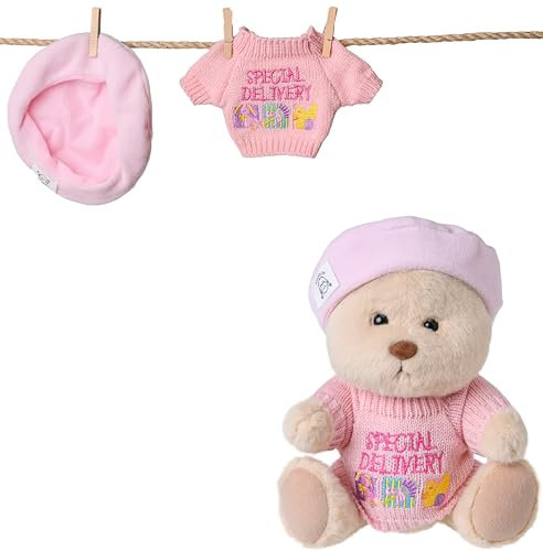 Galilea® Bobbie Bear - Set di vestiti per Bobbie - Fatto a mano articolato - Orso peluche morbido e irresistibile - Regali originali da donna (maglione rosa e berretto)