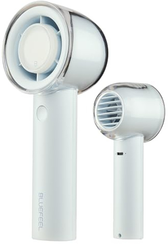 Bluefeel Handheld Turbo Fan, 5 Speed, USB Rechargeable 3000mAh, Soda White