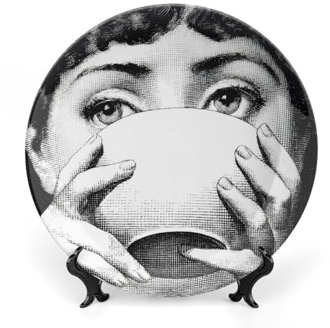 XYTDM Piatto Lina Cavalieri, Piatto Decorativo Da Parete, Decorazione Da Appendere Alla Parete Con Piastra Facciale Misteriosa, Staffa Inclusa E Gancio A Molla Specialestyle-14,8inch