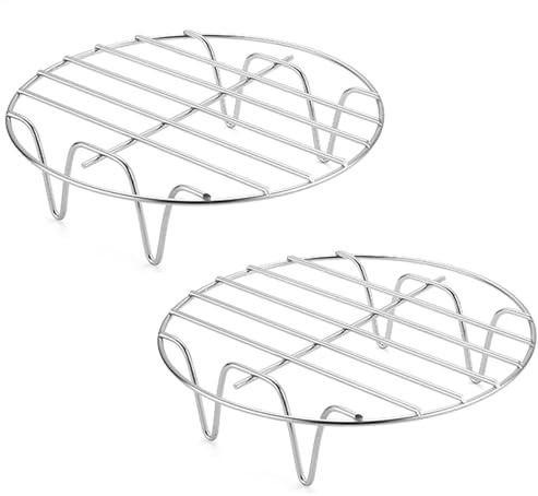 2 Stück Luftfritteusen-Gestell, Toastständer Für Heißluftfritteuse Zubehör Rund, 15cm/ 17.5cm/ 19.5cm Edelstahl Toastständer Für Heißluftfritteuse, Hähnchenstreifen, Gebratenes, Pommes Frites