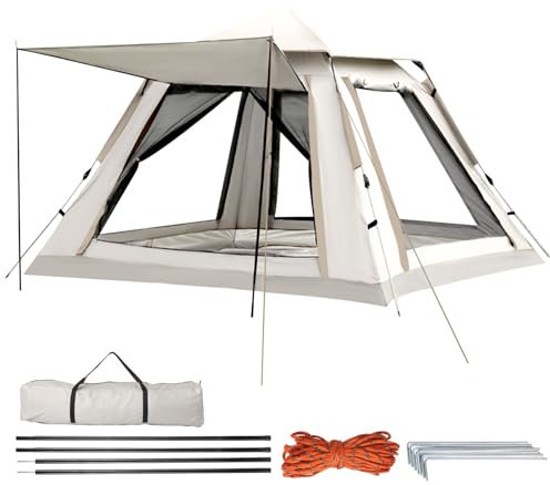 Sleeleece Camping Zelt Automatisches Sofortzelt 3-4 Personen Pop Up,Wasserdicht & Winddichte Ultraleichte Kuppelzelt UV Schutz Einfache Einrichtung für Trekking, Familien, Rucksackreisen