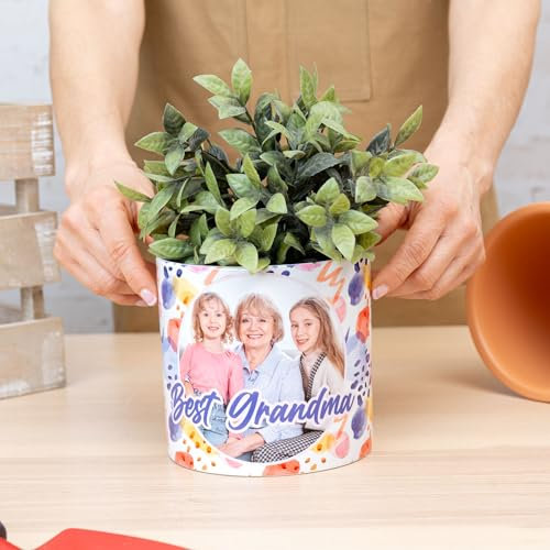 Wanapix | Grand Pot de Fleurs Personnalisé | Cadeau Fete des Meres | Cadeau Anniversaire Femme | Pot Plante Intérieur | Céramique | 100% Personnalisé