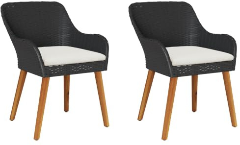 vidaXL Gartenstuhl 2 STK. Schwarz Poly-Rattan | Super bequem für lange Chill-Sessions, Robust wie alte Stiefel, gebaut um zu halten, Modernes Rattan-Design, das gut aussieht