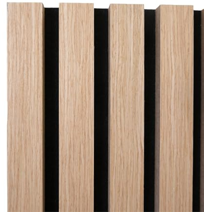 Masquepack – Panel Acústico Decorativo de Madera Roble Natural MDF 260x60 cm - Paneles Decorativos para Pared, Absorción de Sonido y Diseño Moderno (260x60 cm - Negro, 1)