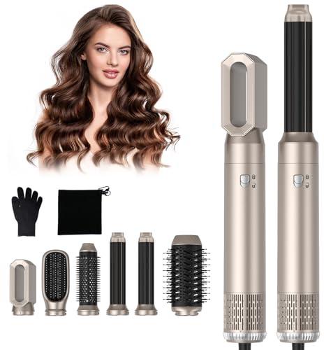 6 in 1 Airstyler Hairstyler Set,1000W Multi- Rundbürstenföhn Professioneller Haarstyler Haarfön,30mm Lockenstab Warmluft Curler, für Haar Volumen,Trocknen,Glätten,Curling