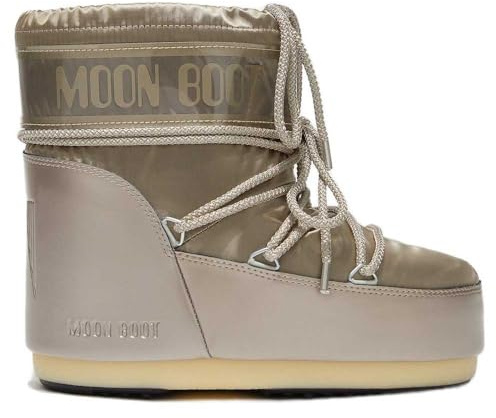 MOON BOOT Icon Low Glance Satin Winter Stiefel Platinum Eleganti stivali invernali con finitura satinata, isolamento termico, intersuola leggera e suola in gomma antiscivolo., platino, 36/38 EU