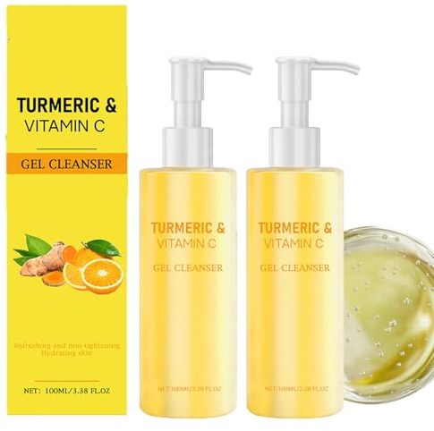 Turmeric Vitamin C Facial Cleanser, Foaming Cleanser, Deeply Cleansing, Gentle Exfoliating, Improves Dullness, Moisturizes Nourishes, Brightening, Improve Dryness and Tightness (2pcs)