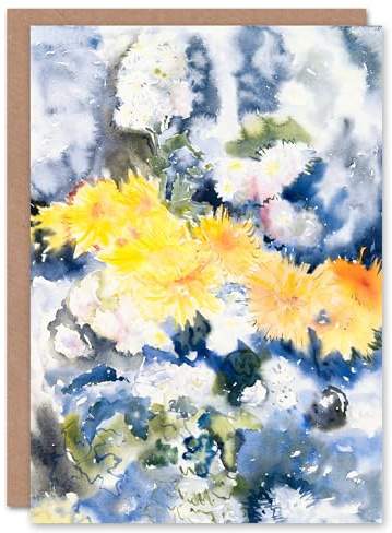 Artery8 Charles Demuth Art Card Yellow and Blue Floral Watercolour
