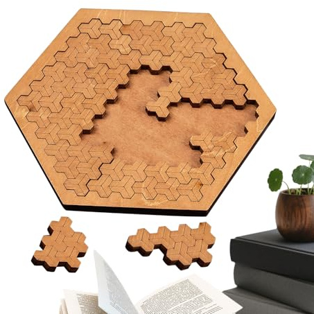 Jigsaw Puzzle – Wooden Geometric Brain Teaser Toy with Smooth Edges, Durable Puzzle Board for Mind Training, Creative Wooden Blocks Challenge Game | Men Women Boys Girls Teens Family Friends