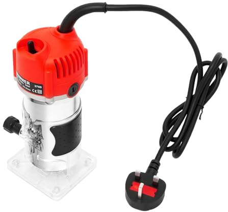 DunleyMin 800W 220V Wood Palm Router Tool 30000R/MIN Electric Hand Trimmer with Guide Ruler & Base, Electric Wood Hand Trimmer for Grooving, Edging, Chamfering