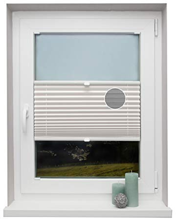 Plissee auf Maß Thermo für alle Fenster Montage in der Glasleiste Blickdicht mit Spannschuh Sonnenschutzrollo Cremeweiß Breite: 51-60 cm, Höhe: 40-100 cm